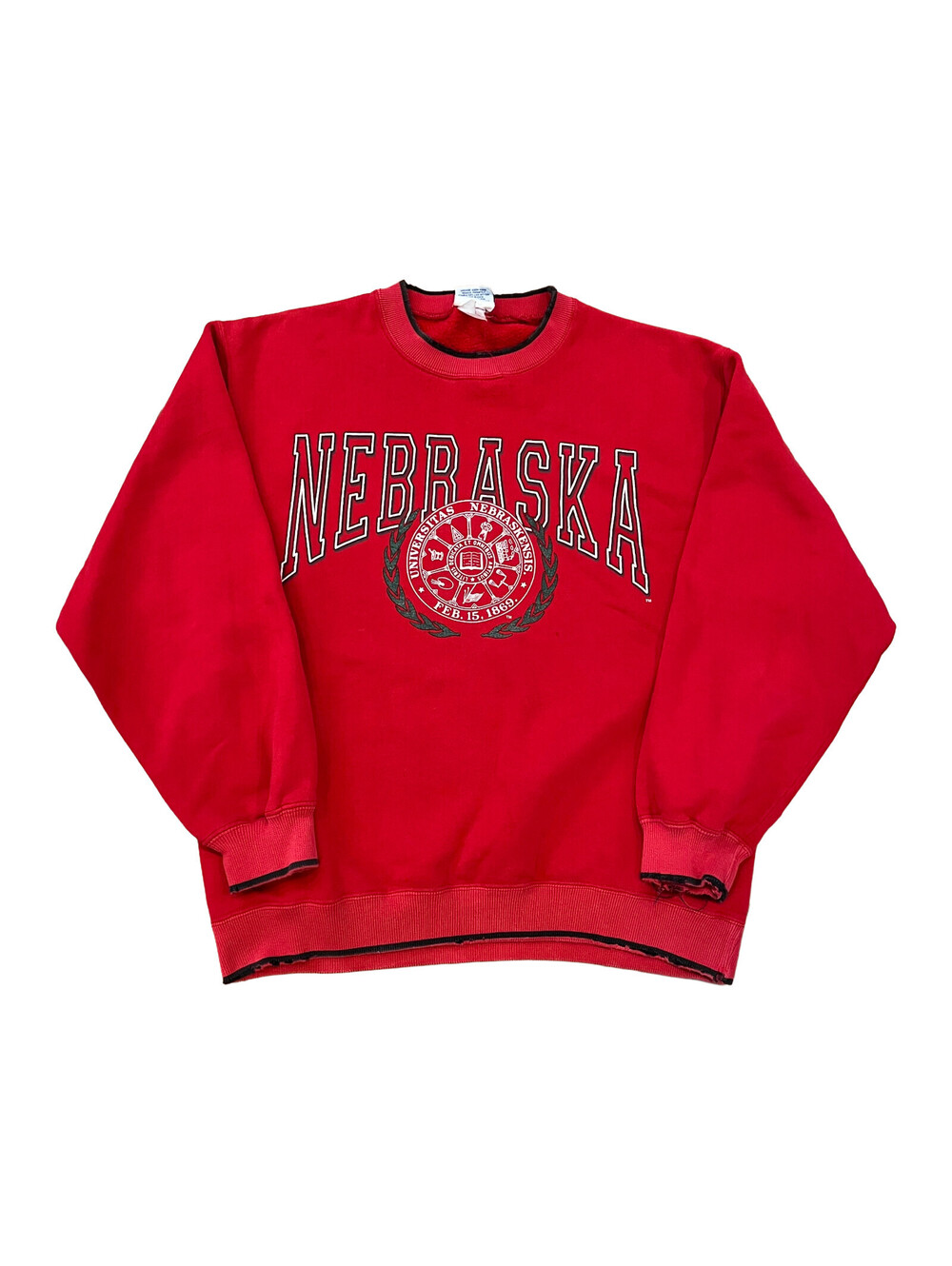Vintage Nebraska Cornhuskers Sweatshirt Mens Large Signal Athletic Sweater Red